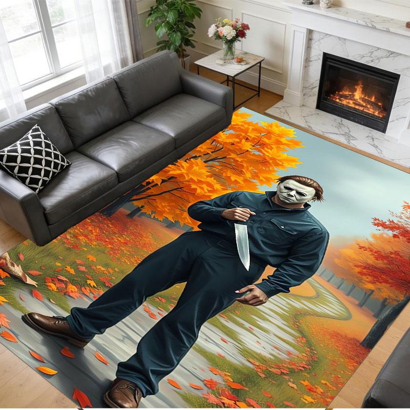 Crystal Velvet Rug Soft Non Slip Indoor Floor Mat Home DecorHalloween Michael Myers