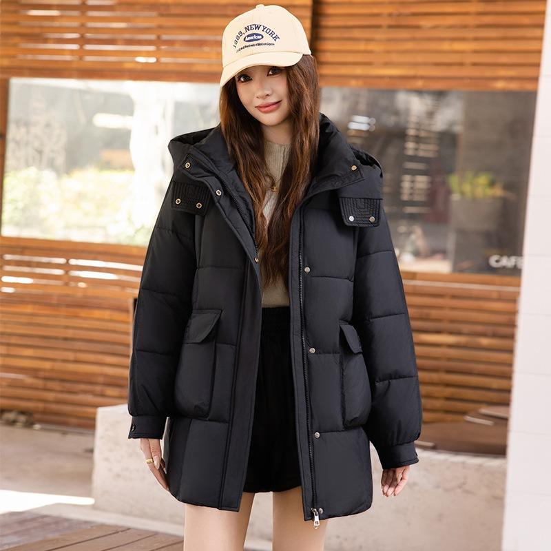 Winter New Down Cotton-padded Clothes Women's Medium and Long Thickened Cotton-padded Clothes Fashion Loose Hooded Warm Cotton-padded Jacket