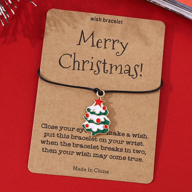 Модный рождественский браслет-открытка - Персонализированная черная веревка с креативным дизайном символа