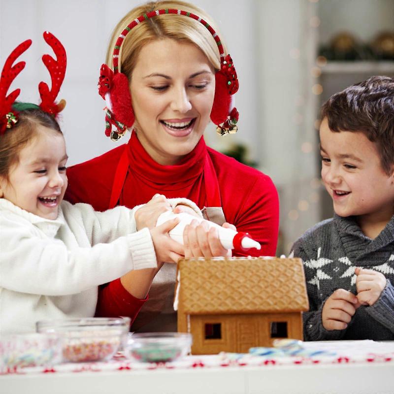 3Pcs Christmas Ear Muffs for Winter with Santa Claus and Reindeer Theme