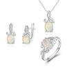 Tree Leaves Design 925 Sterling Ring Earrings Pendant Necklace Natural Opal Gemstone Fine Jewelry Set for Women Anniversary Gift
