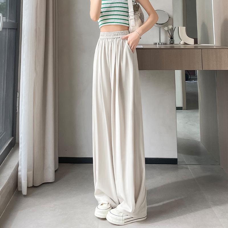 Ice Silk High Waist Wide Leg Sweatpants - Women's Summer Slimming, Loose Casual Pants