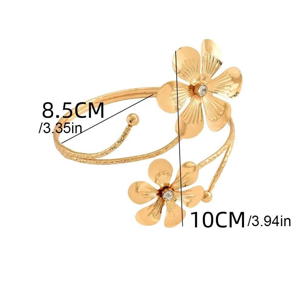Bohemia Style Flower Bracelet Adjustable Armband Vintage Open Arm Bangle Hand Jewelry