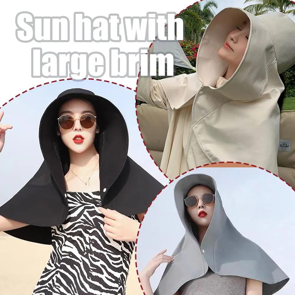 Summer Women's Sun Protection Hat Large Brim UV Protection Face Covering Neck Guard Hat Adjustable