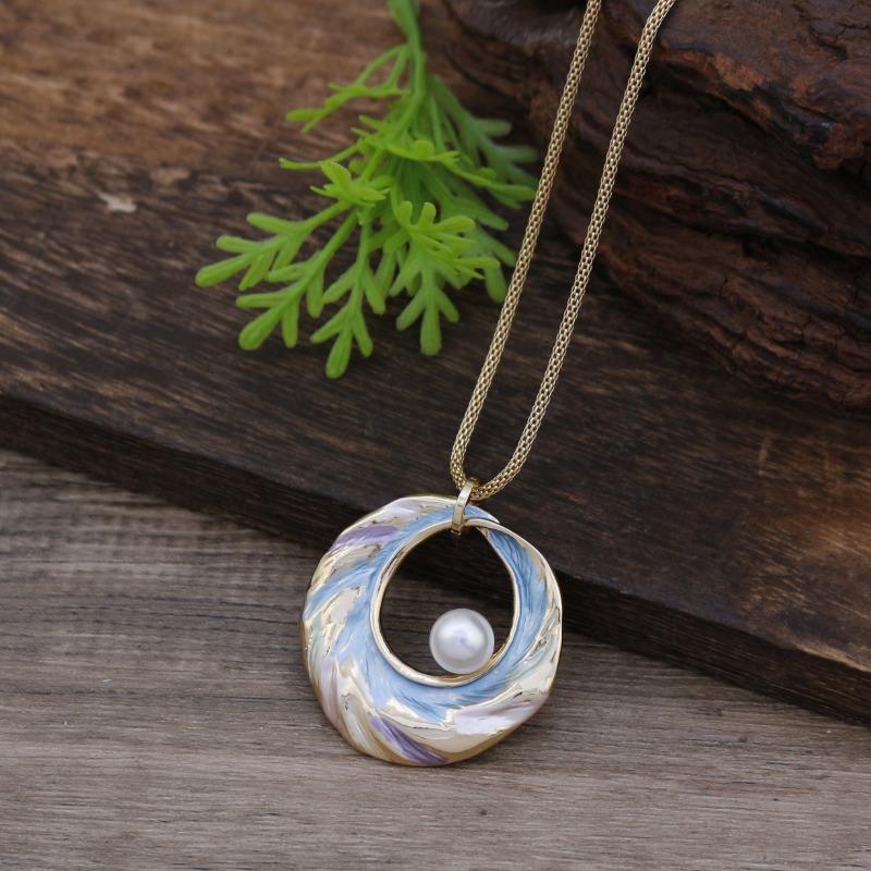 Новый кулон-кольцо с эмалью, женское креативное простое и высокочувственное нерегулярное кольцо-ожерелье