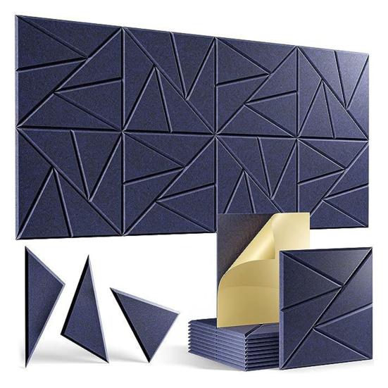 12 шт. звукоизоляционная стеновая панель самоклеящаяся звукопоглощающая высокоплотная толстая акустическая пенная панель шумоподавляющая настенная декоративная плитка