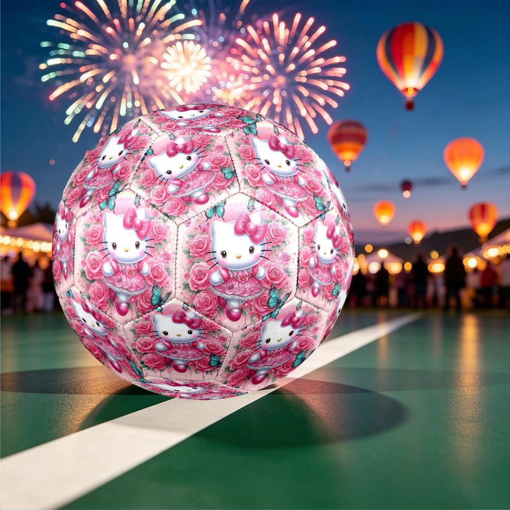 1pc Hello Kitty Pattern Football, Standard Size 5 Soccer Ball Stylish Sport Football for Competition Play and Training