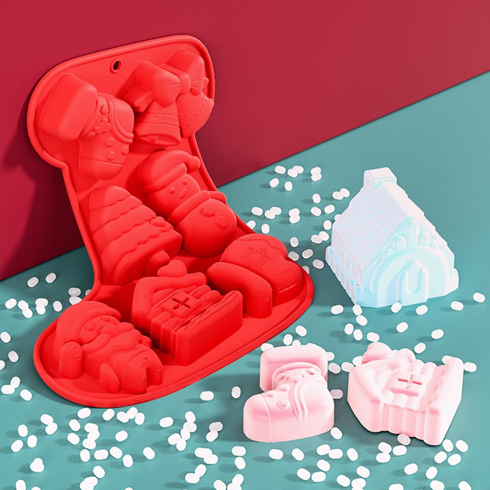 Рождественские силиконовые формы для шоколада, формы для выпечки конфет, форма для снежинок, снеговиков, рождественских елок, инструменты для изготовления конфет и тортов, декор для вечеринок