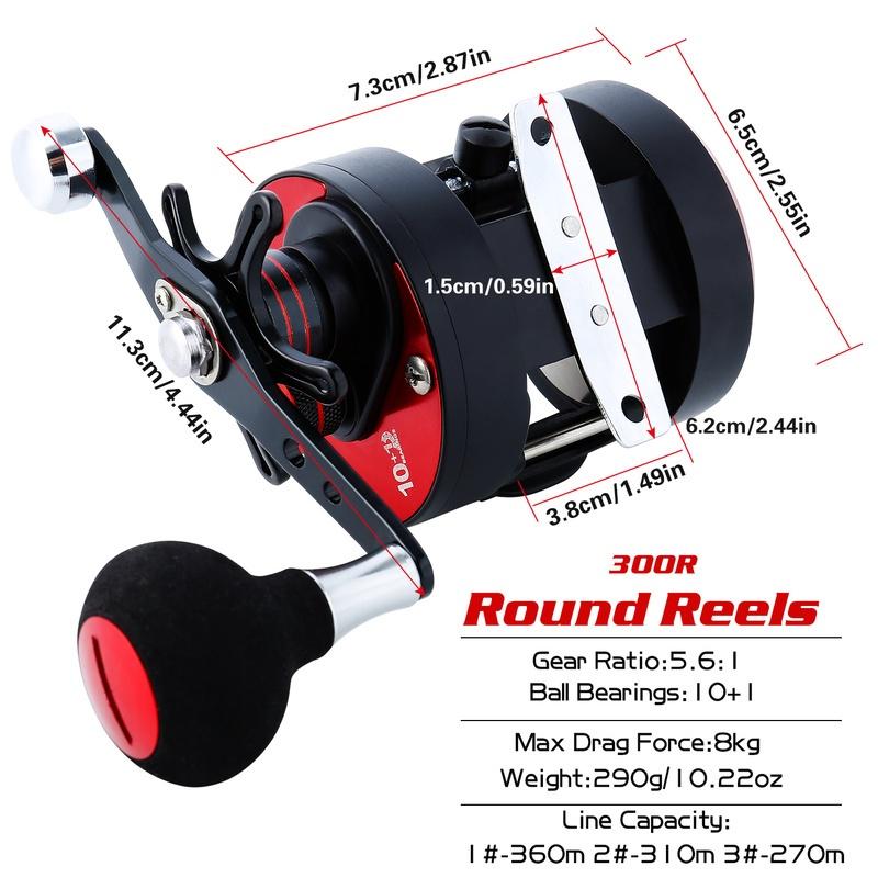 Baitcasting Fishing Reel Trolling Fishing Line Wheel 360° Rotating EVA Handle Left/Right Hand Reel