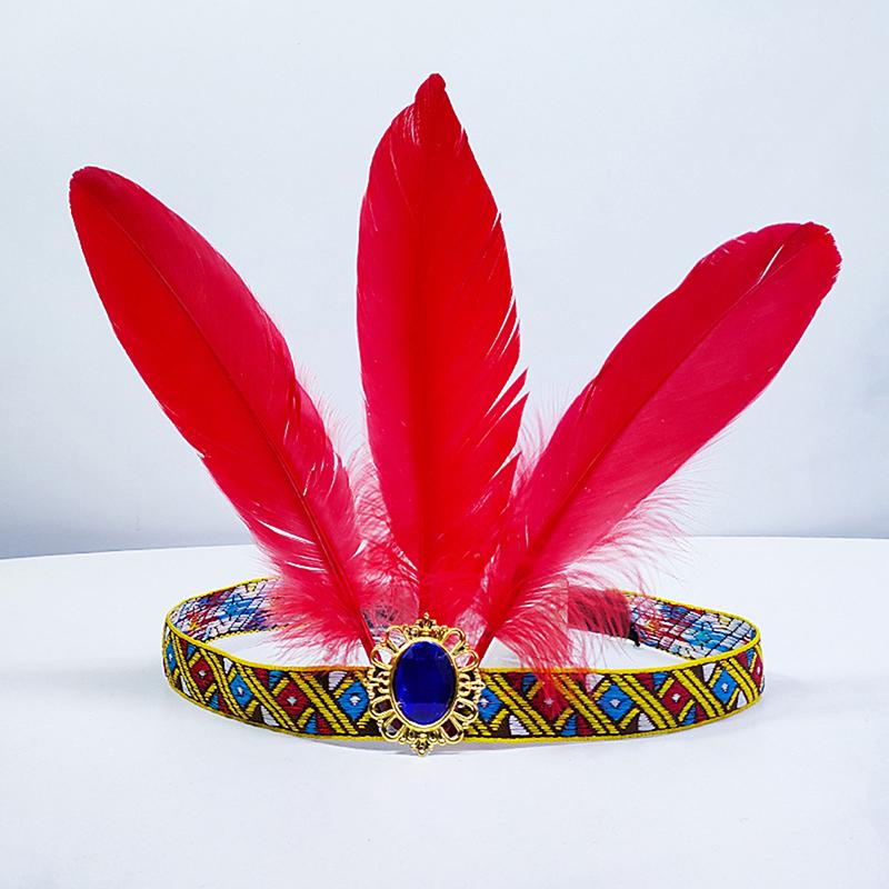 Feather Hair Band Headband Bohemian Indian Gypsy Dance Show Headpiece Headdress
