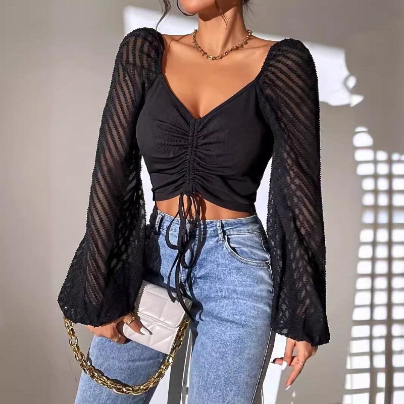 Новый Xun Sweetheart Neck нагрудный ремень Фонарь рукав открытый пупок Топ