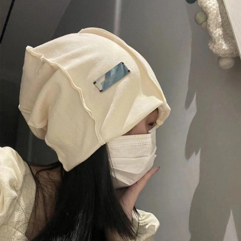 Женская однотонная мешковатая шапка-бини, мягкие хлопковые шапки, весна-осень, хип-хоп, шапки-черепа, уличная теплая шапка-пуловер