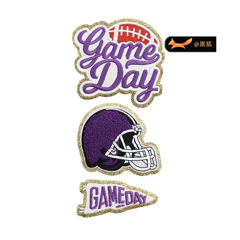 Black Fox Glitter Powder Football Chenier Embroidery Cloth Sticker Baseball Uniform Decoration Diy Patch