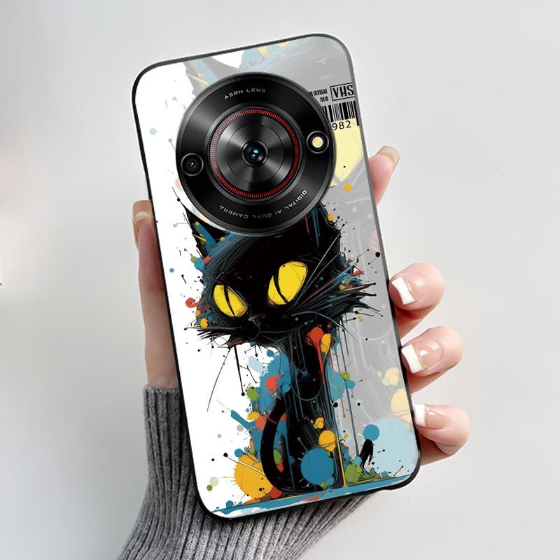 Милый Мультяшный Чехол Для ZTE Blade A75 5G/Nubia Focus 5G/Nubia Calf 5G Печатный Корпус Защитная Крышка Мягкий Силикон Черный Корпус