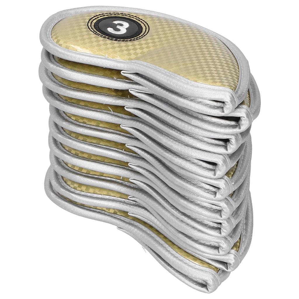 10 шт. чехлы для головок клюшек для гольфа, защитный чехол для номера ПУ, водонепроницаемый аксессуар для гольфа, золото