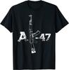 AK47 АК-47 Силуэт Автомата Мужская Футболка с Коротким Рукавом Повседневная 100% Хлопок Круглый Вырез Летняя Футболка