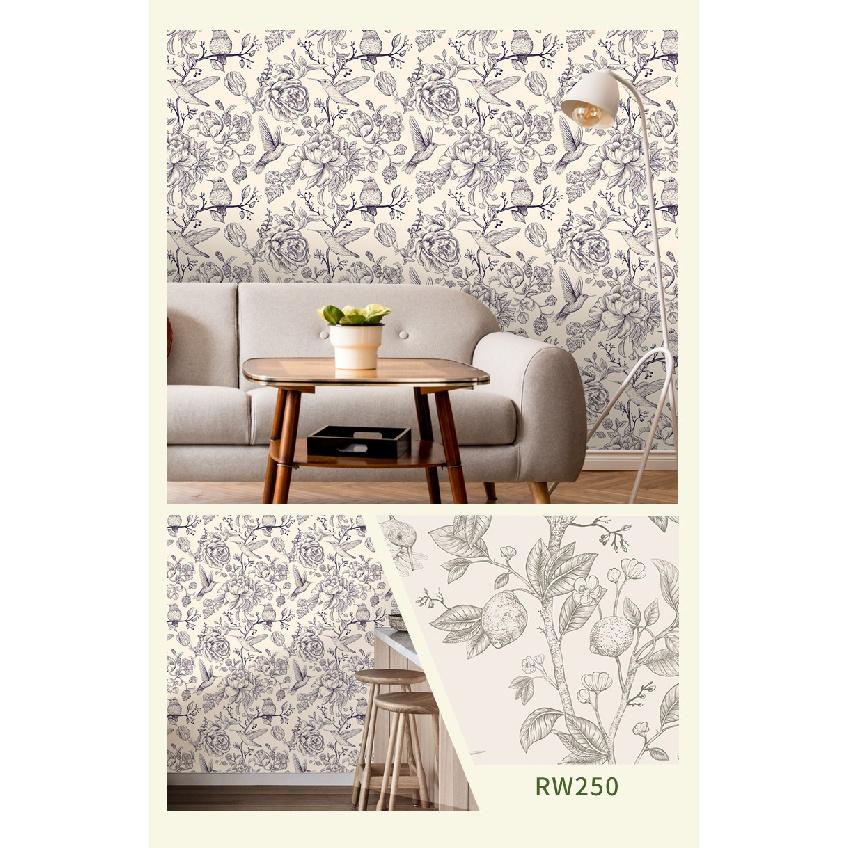 Самоклеящиеся обои для гостиной и спальни (Цветы и птицы Зеленое растение)