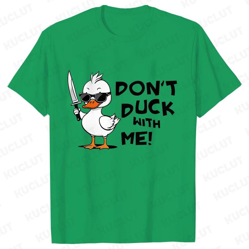 Summer Men's Fashion T-shirts Duck with Knife Print Men Casual Tee Shirts Short Sleeve Round Neck Tops Harajuku Streetwear