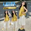Korean Girls' Summer Sleeveless Shirt and Wide-Leg Pants Two-Piece Set