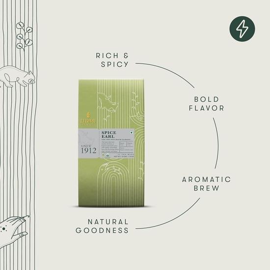 LUXMI Estates Spiced Earl Grey Tea 25 Tea Bags (50 Gm) Pack |Earl Grey Spice Black Tea Blend|Usda Certified Organic