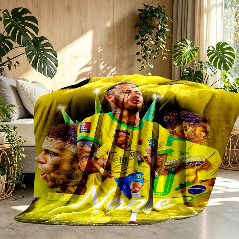 Custom Name Personalized Neymar Jr Print Blanket, Home Decor, Bedroom, Sofa, Camping, Couch, Gifts for Birthday Christmas
