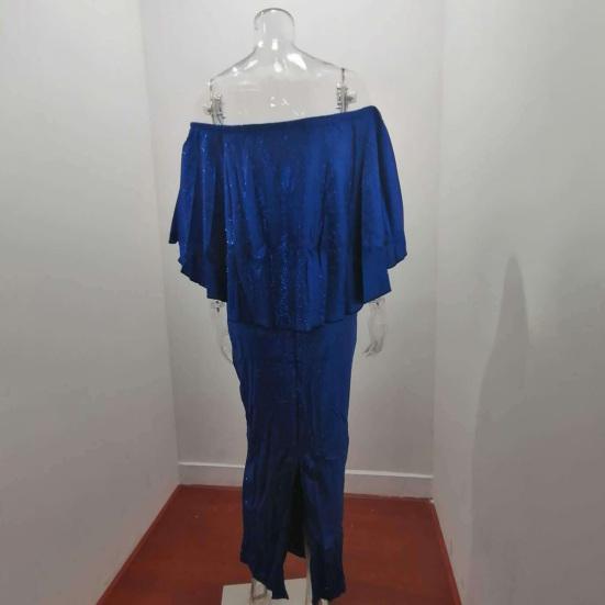 Шикарное вечернее платье с рюшами и шалью с высокой талией