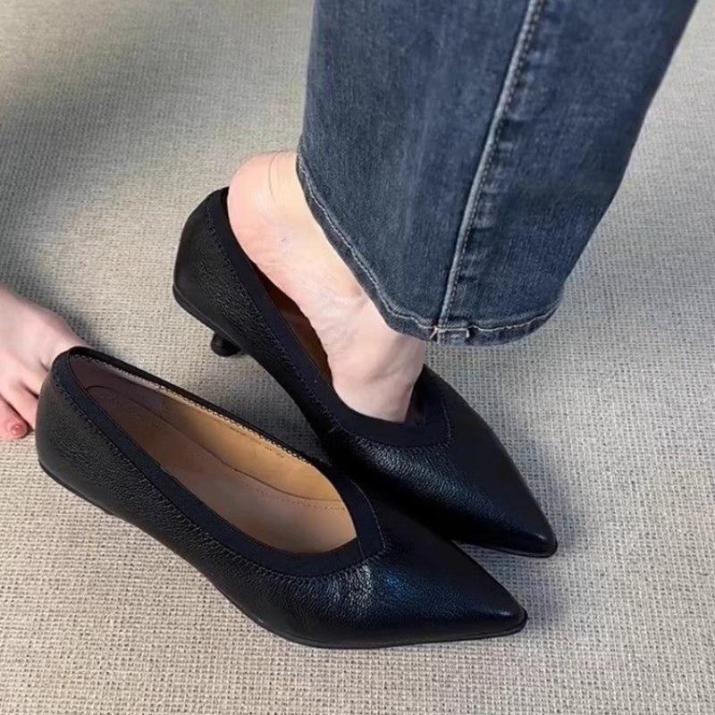 Модные туфли AJGS с острым носком на высоком каблуке для женщин, сексуальные элегантные туфли из неглубокой кожи для женщин 2025 года, трендовое зимнее модное платье для прогулок