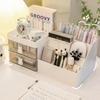 Desktop Transparent Cosmetics Storage Box Desktop Organizer with Drawers Pen Holder Stationary Storage Rack for Office Desks