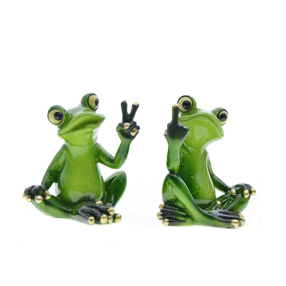2Pcs Creative Resin Funny Frog Figurines Interior Home Decor Accessories Office Tabletop Personalized Ornaments Gift Present
