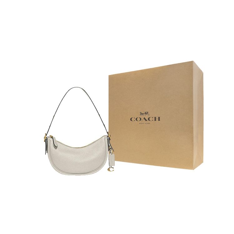 Coach Luna 27 Сумка-тоут на молнии с карманом на кнопке Кожаная сумка через плечо Женские сумки Меловой-Белый CC439-B4HA