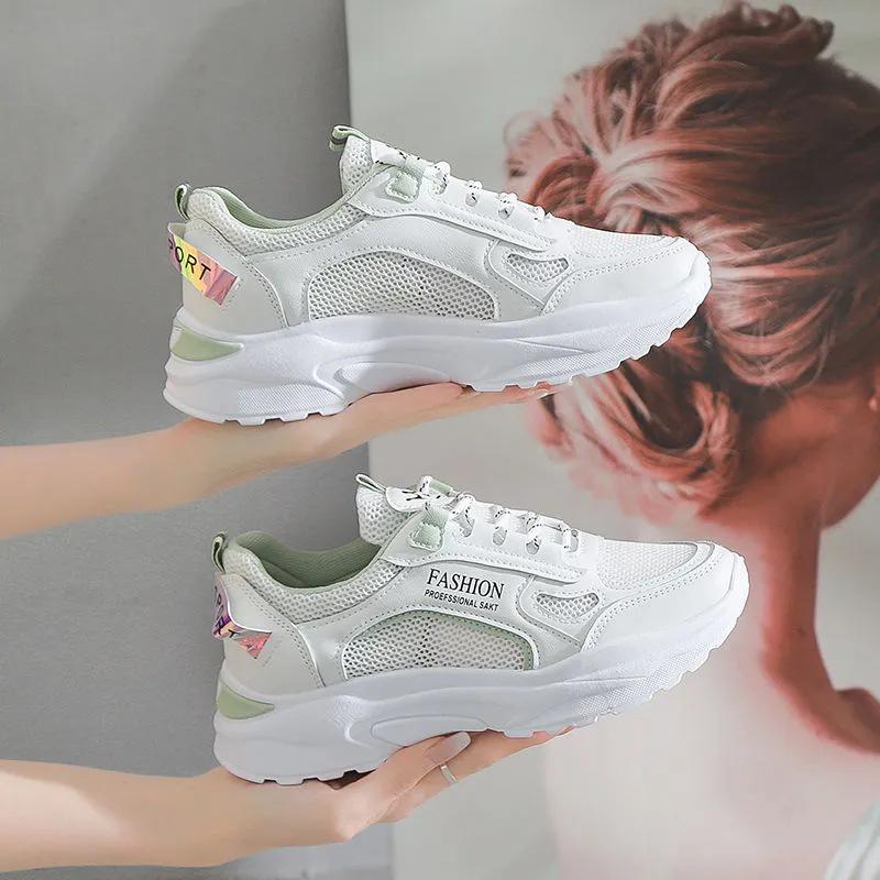 Женские весенние кожаные дышащие кроссовки 2025 года - Повседневные, Универсальные, Кроссовки на толстой подошве в стиле «папиных»