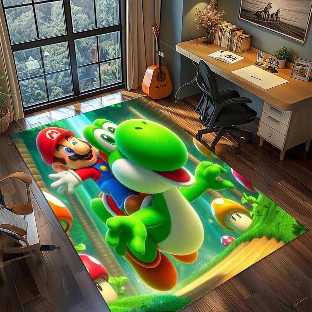 Mario Washable Bedroom Gamer Room Rug, Non Slip Large Area Carpet Floor Mat Household Decor.-TING