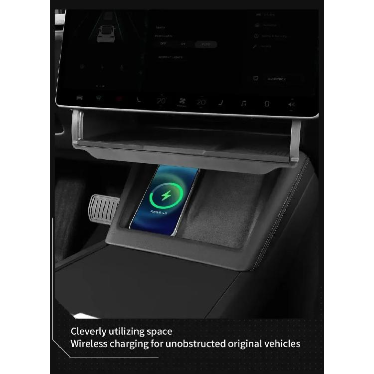Under Screen Storage Box for Tesla Model Y/3+ Highland Model Y juniper Central Control Hidden Storage Organizer Tray Accessories