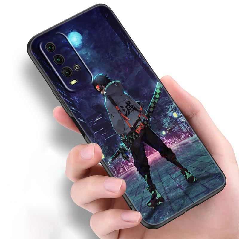 Силиконовый чехол для телефона с аниме Demon Slayer tanjiro для Xiaomi Redmi Note 11 10 9 8 Pro 11T 10T 10S 9S 8T 9 9A 9C 9T черный мягкий чехол