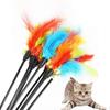 Funny Kitten Cat Teaser Interactive Toy Rod with Bell and Feather Toys for Cats Teaser Interactive Toy Rod Pet Cats Toys Stick