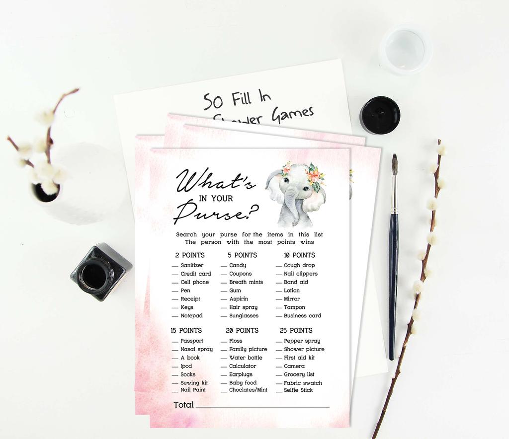 Inkdotpot Игровой набор для вечеринки по случаю рождения ребенка из 50 игр BabyA AlphabetA ABCA для девочек-слонят в джунглях