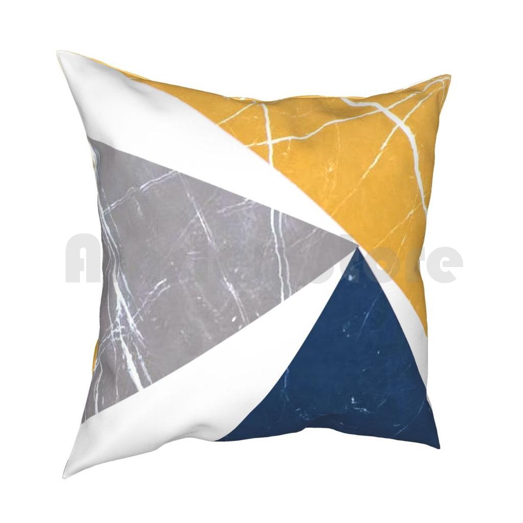 Abstract Pattern Blue Yellow Gray Pillow Case Printed Home Soft Throw Pillow Pattern Abstract Blue Yellow Grey Forms