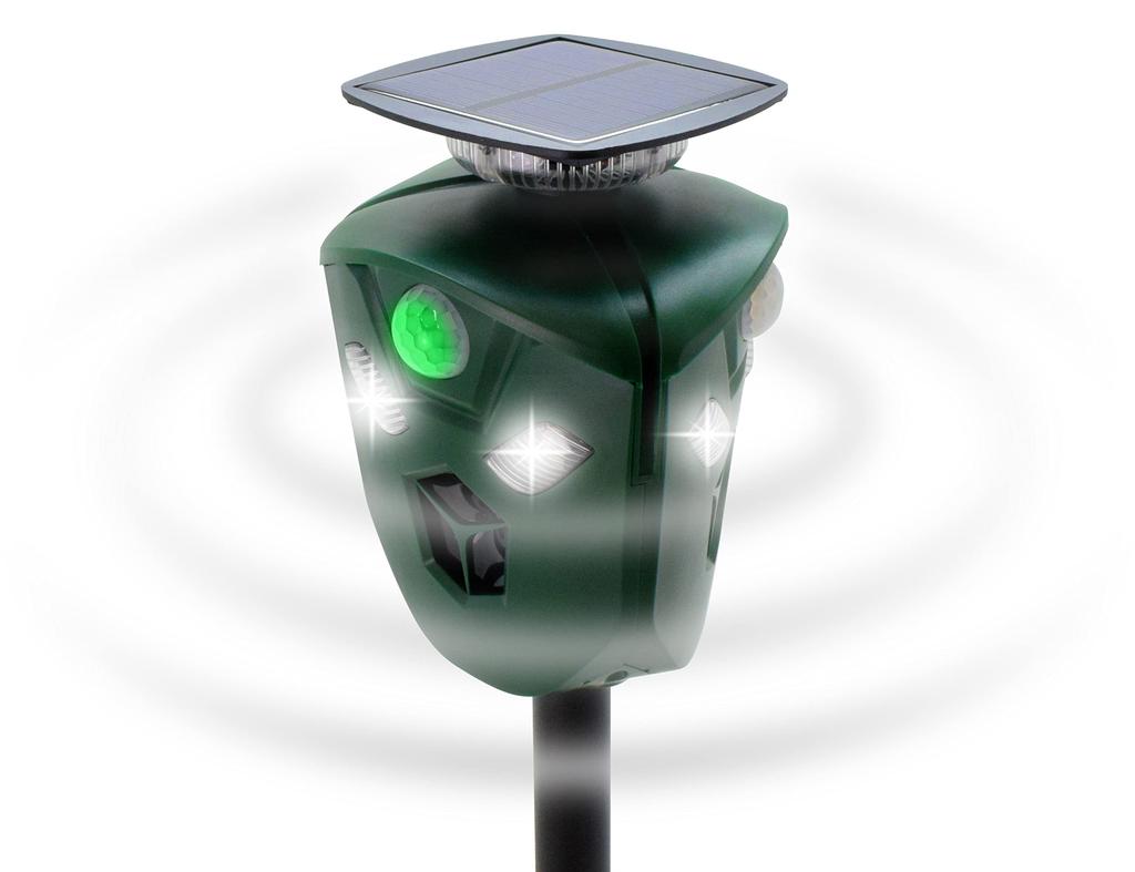 MTK Animal Busters Ultrasonic Animal 1 Repels Animals and Bird and Animal Wildlife USB Solar Deter and 3-Sided 360-Degree Repellent, Unit, Cats,