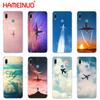 Силиконовый чехол для телефона huawei Y5 Y6 Y7 Y9 PRO PRIME 2019 honor 8s 8a 20 LITE PRO 10i view 20 V20 самолет летящий закат