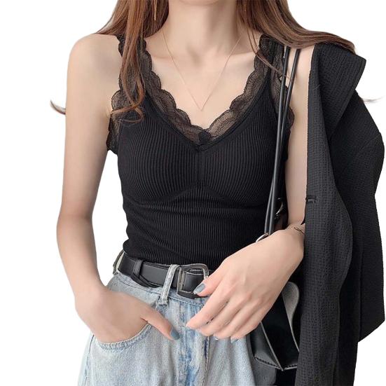 Women's Thermal Tank Top Lace Fleece Lined Warm Base Layer Vest Sleeveless Padded Camisole Undershirts