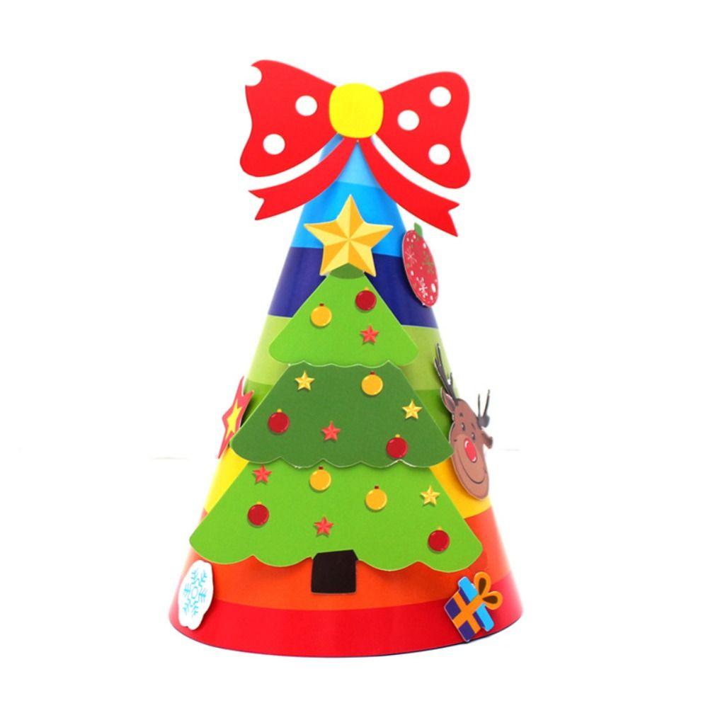Paper DIY Christmas Hat Toy Santa Claus Kids Xmas Arts Hats Handmade Santa Hat Kindergarten