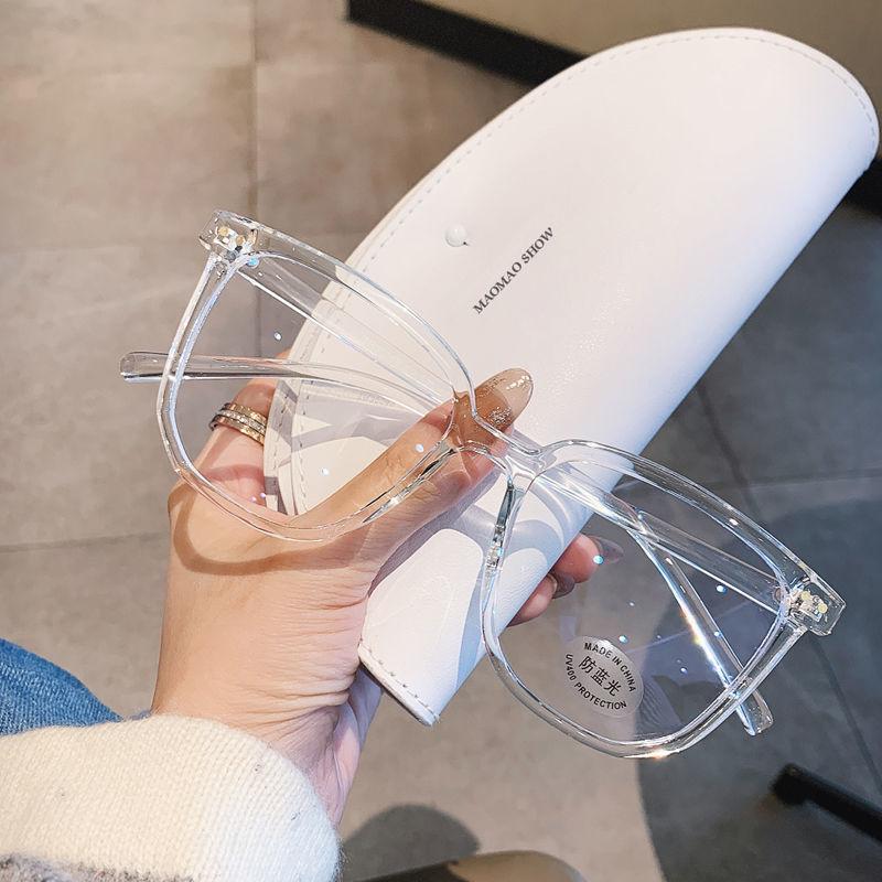 Fashion Plain Retro Glasses Frame Xiaohongshu Frame Large Square Frame Anti-Blue Myopia Finished Product