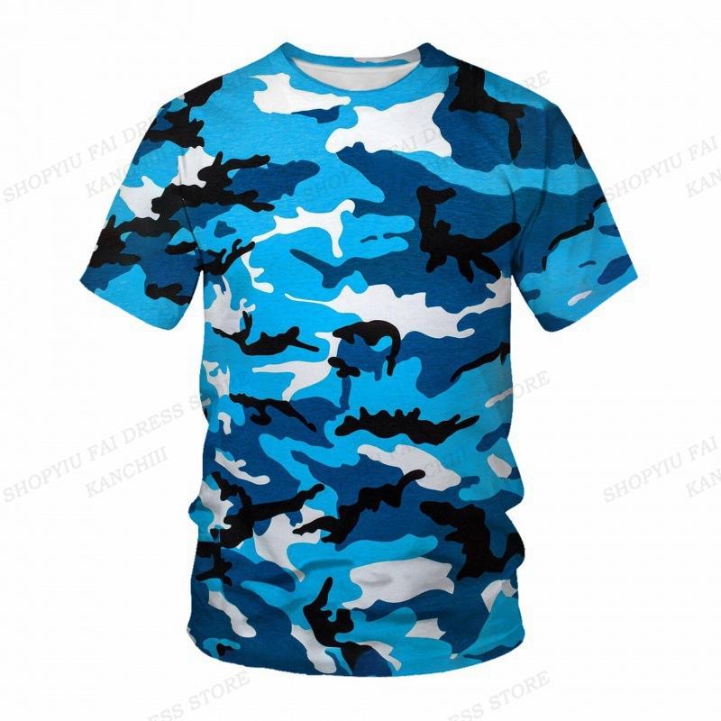Летняя камуфляжная футболка Камуфляжная футболка с 3D-принтом Мужская модная футболка с круглым вырезом и коротким рукавом Футболка для улицы Детские топы Футболка для фитнеса