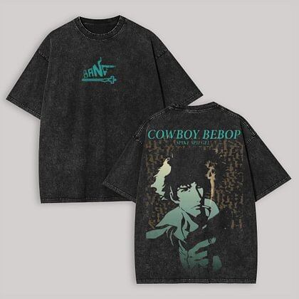 Аниме-фанат Cowboy Bebop Стиранная футболка Одежда на весь год Высокое качество Индивидуальность Одежда Большие размеры Унисекс Новая модель Футболка для пары