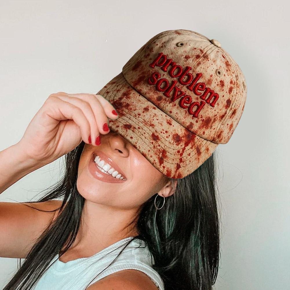 Хэллоуин Тема Вышивка Проблема Решена Кровавая Шляпа Ужас Бейсбол Подходит Для Хэллоуин Вечеринки Косплей Реквизит Подарки