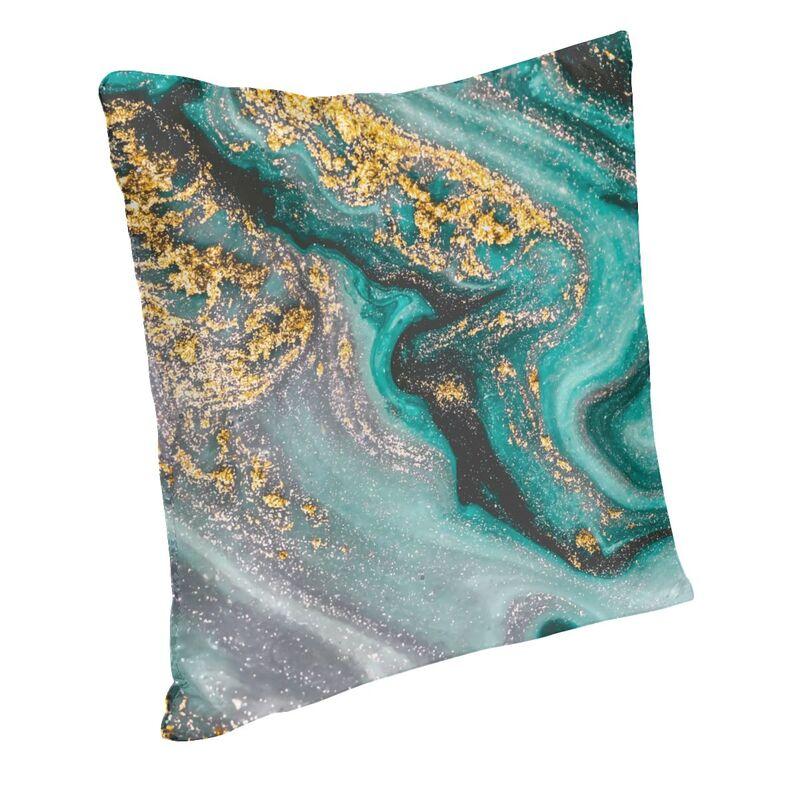 Бирюзовый и золотой мраморный чехол для подушки, украшение для спальни, скандинавская абстрактная текстура, чехол для диванной подушки, наволочка