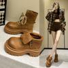 Ботинки Мартин из коровьей кожи первого слоя с внутренней платформой, женские, 2025 новинка, британский стиль, коричневые, популярные, на толстой подошве, в стиле ретро, ботинки-локомотивы