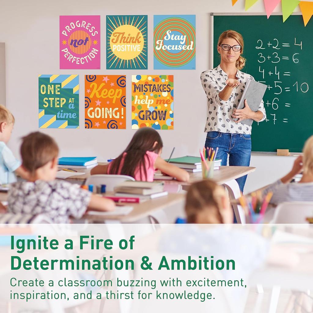 S&O Set of 15 Motivational Posters for Classroom - Study room Poster - pirational Teaching Zone Charts for High School - Motivating Prints for