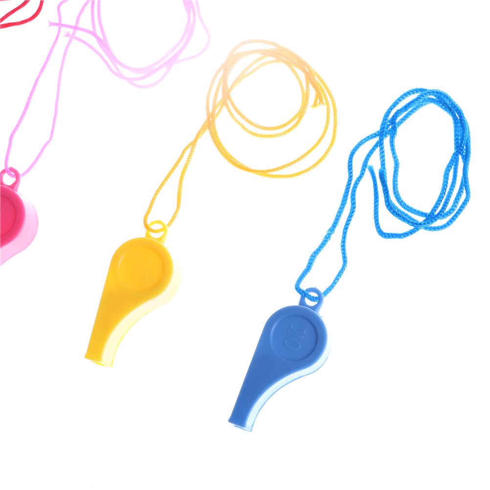 5Pcs/Lot Plastic Whistle Wanyard Children Kids Party Bag Filler Outdoor Toys