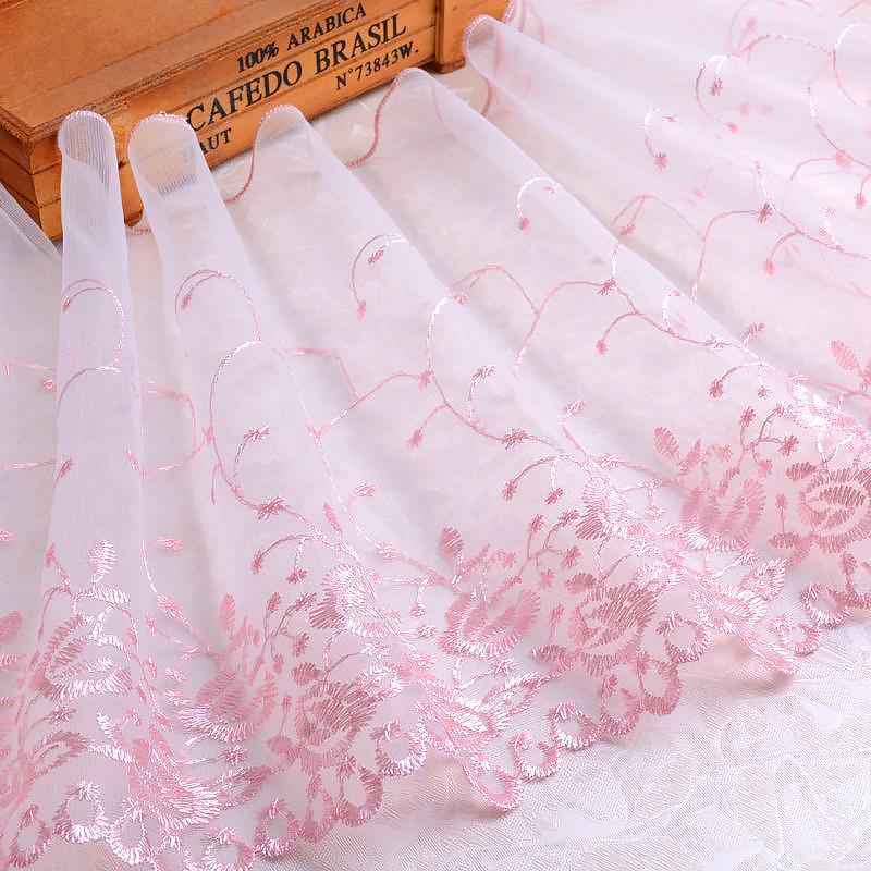 25 см вышитое кружево изысканная юбка для штор своими руками сетчатая марля 15 ярдов розовые цветы листья для бахромы шторы отделка декор